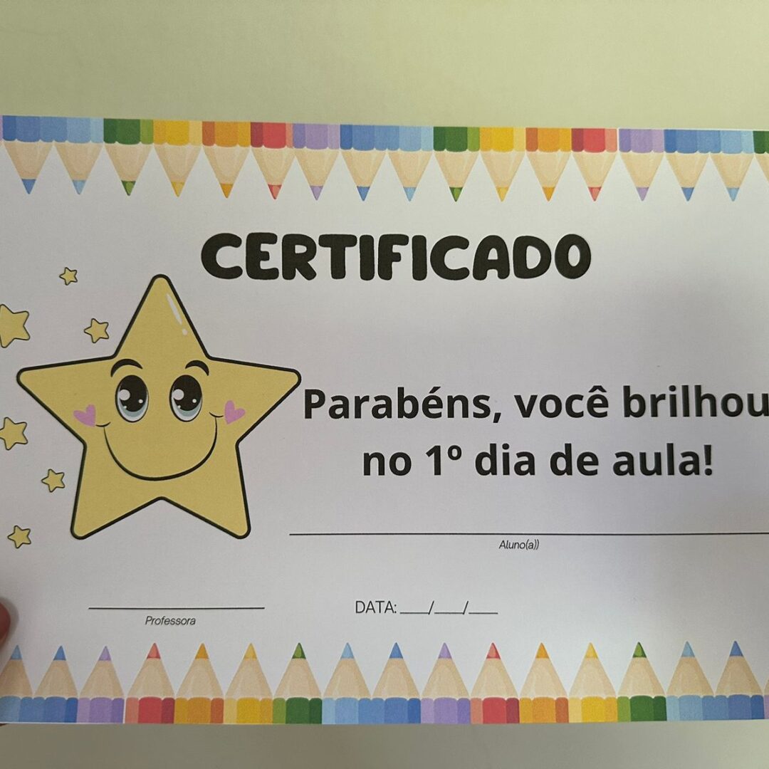 Certificado 1º dia de aula