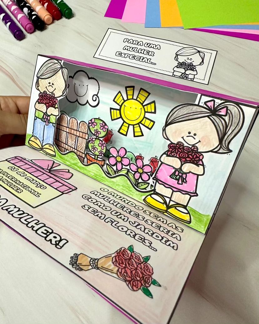 Cartão Jardim 3D - Dia  Internacional das mulheres