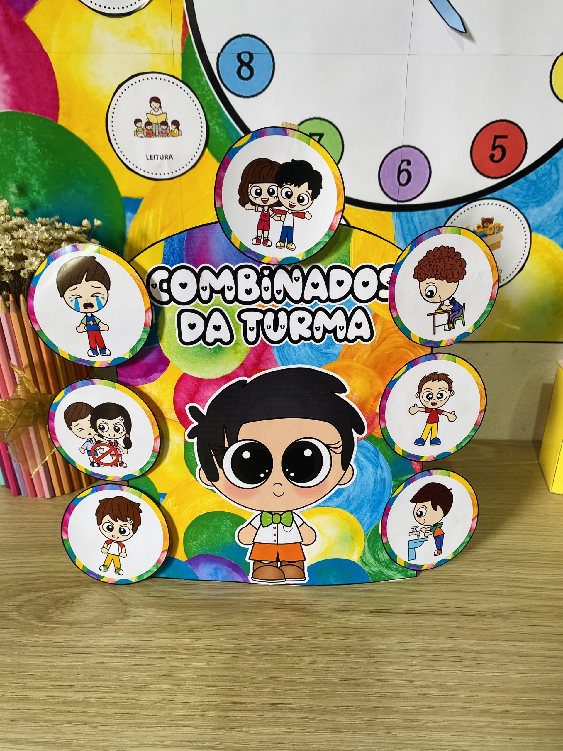 CARTAZ RELÓGIO DA ROTINA + LUVA COMBINADOS DA TURMA - Imagem 6