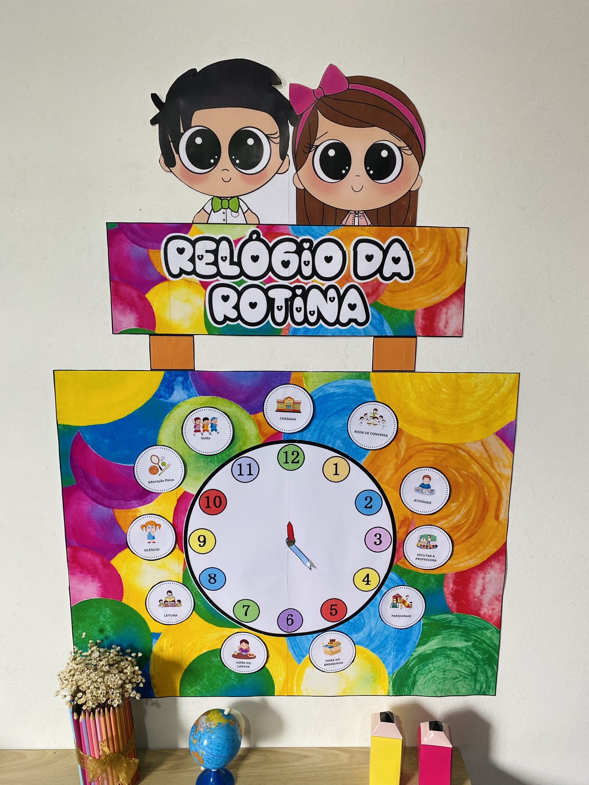 CARTAZ RELÓGIO DA ROTINA + LUVA COMBINADOS DA TURMA - Imagem 4