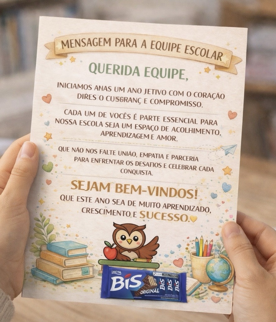 Cartão boas vindas equipe