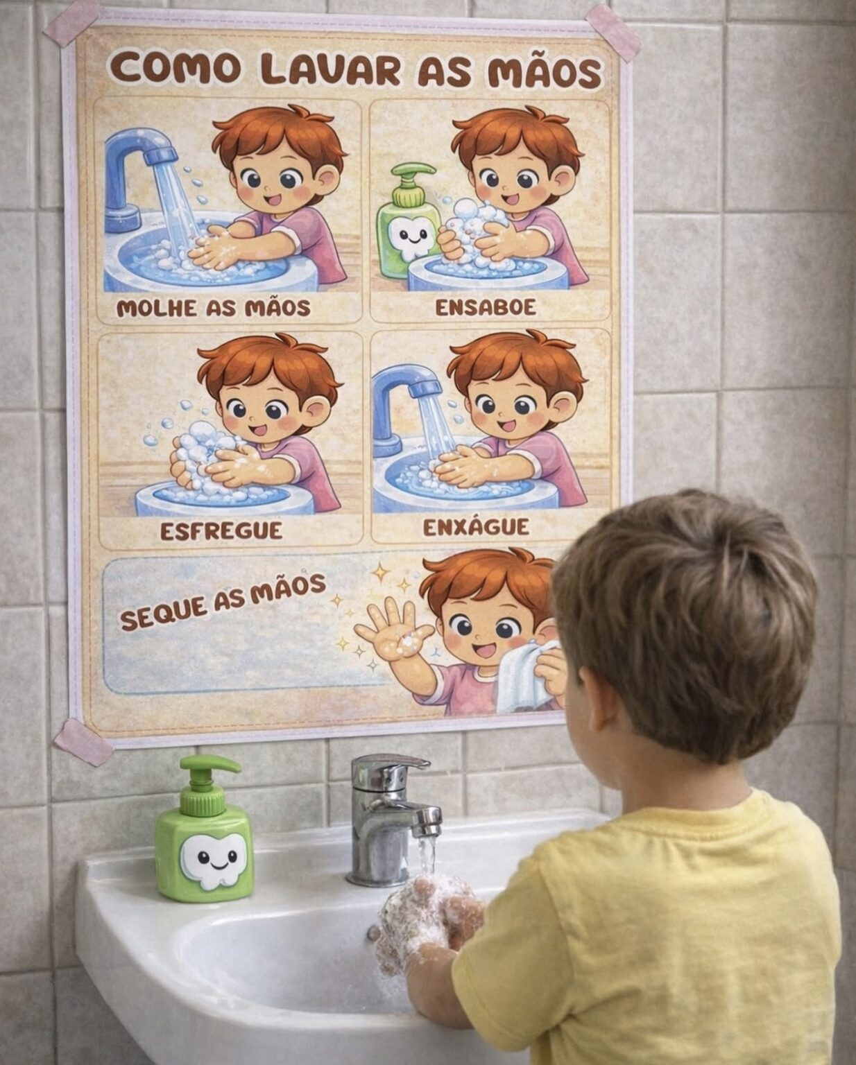 Cartaz como lavar as mãos - Espaço Pedagógico Encantar