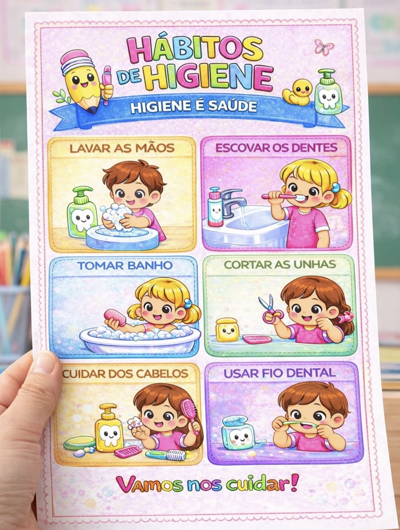 🧼 HÁBITOS DE HIGIENE – ATIVIDADE COLORIDA E PARA COLORIR - Espaço ...