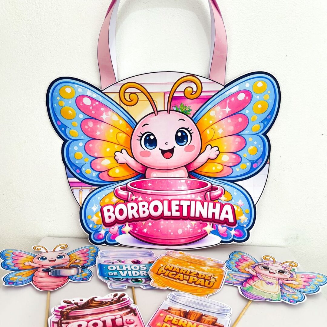 Atividade lúdica Educação Infantil | Sacola + Palitoche Borboletinha