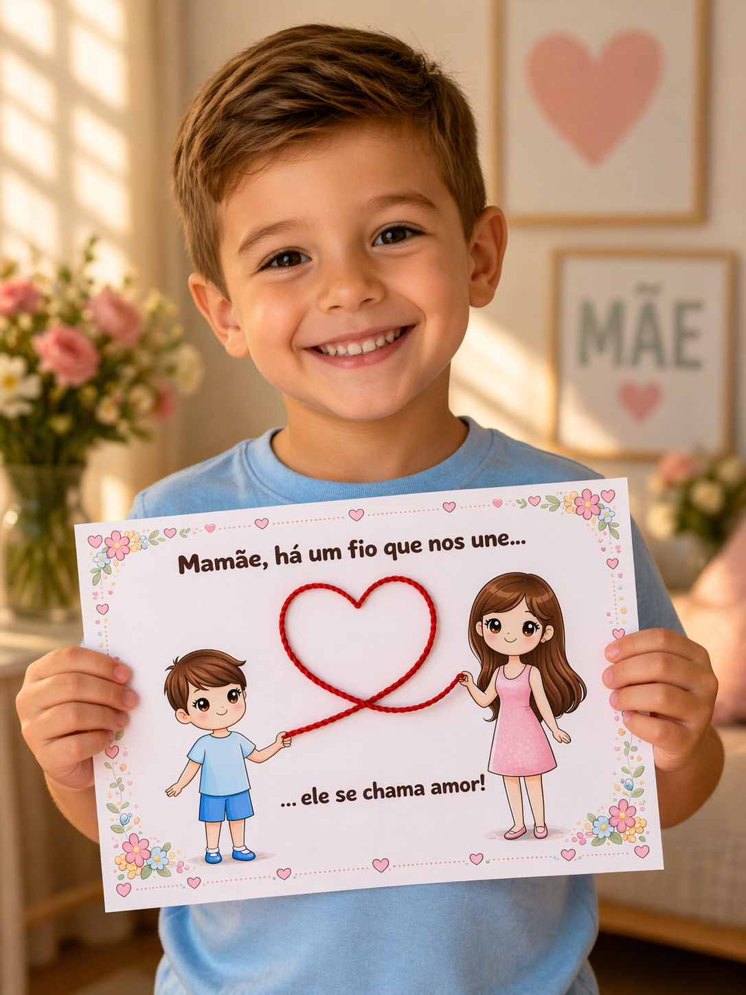 Atividade dia das mães| Fio que nos une colorida e para colorir - Imagem 2