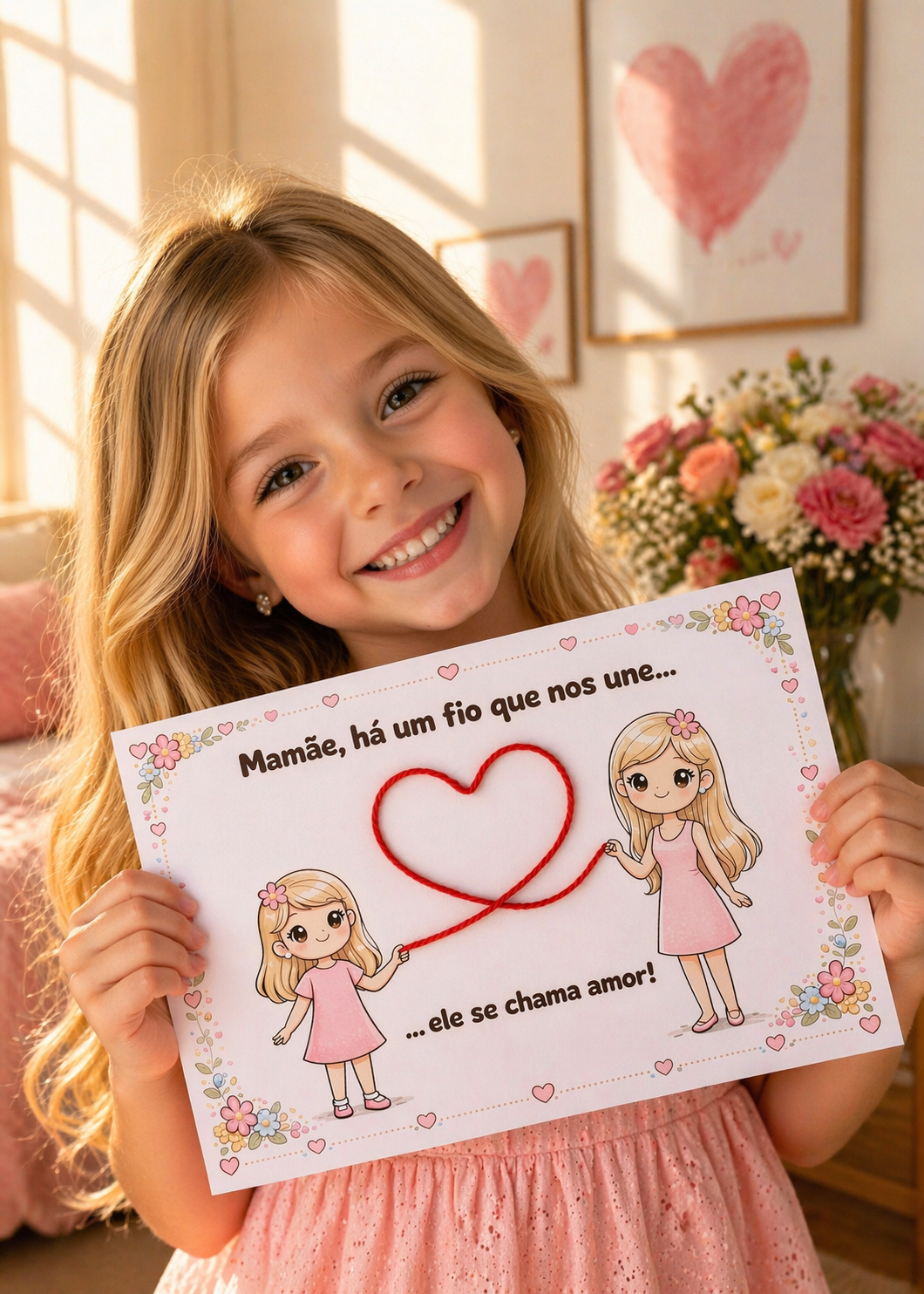 Atividade dia das mães| Fio que nos une colorida e para colorir
